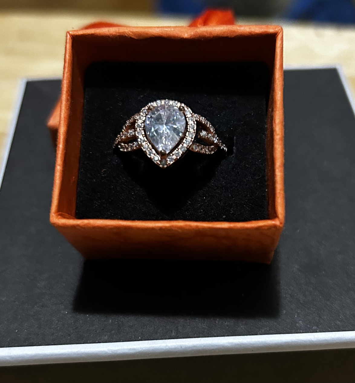 Rosegold Sterling Silver Ring White Zirconia Stone image indicator(5)