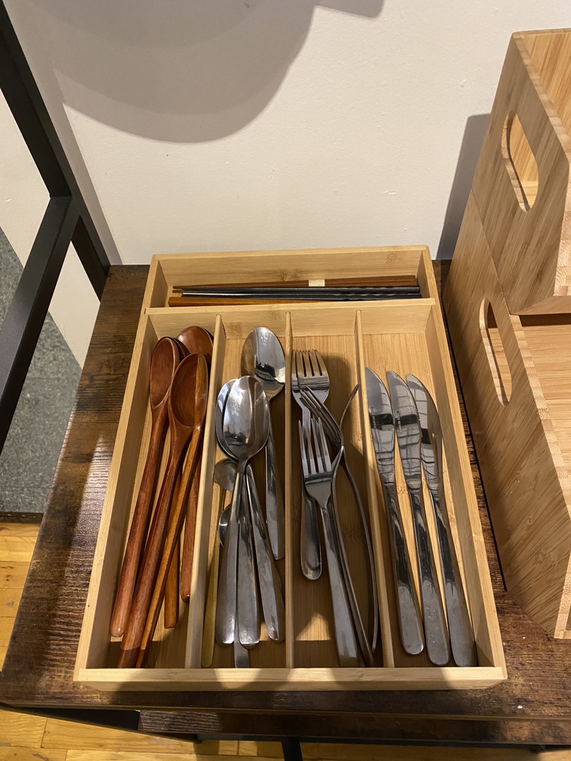 Wooden Bowl and utensil holder