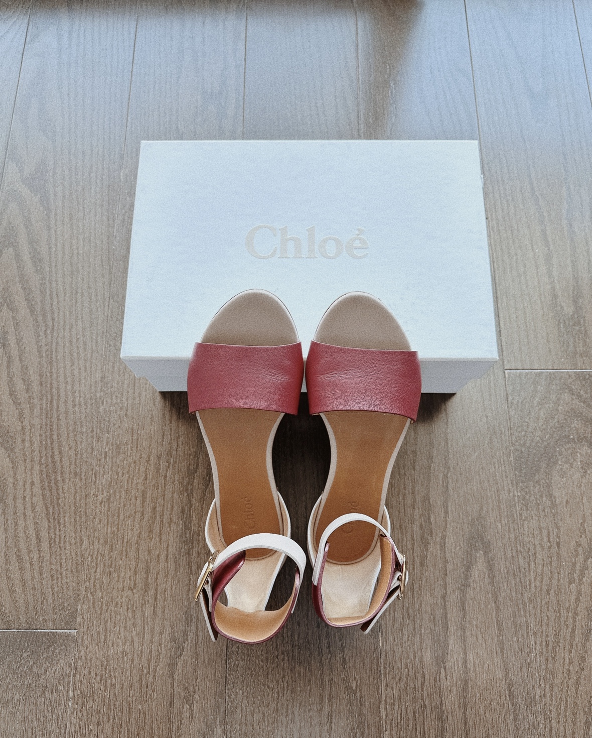 Chloe Gala Two Tone Leather Ankle Cuff Flat Sandals image indicator(2)