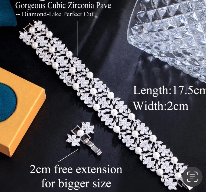 New white gold plated cubic zirconia bracelet image indicator(7)