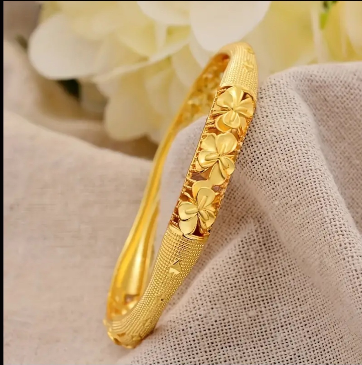 1 pc 24 k plated open bangle bracelet - photo 2