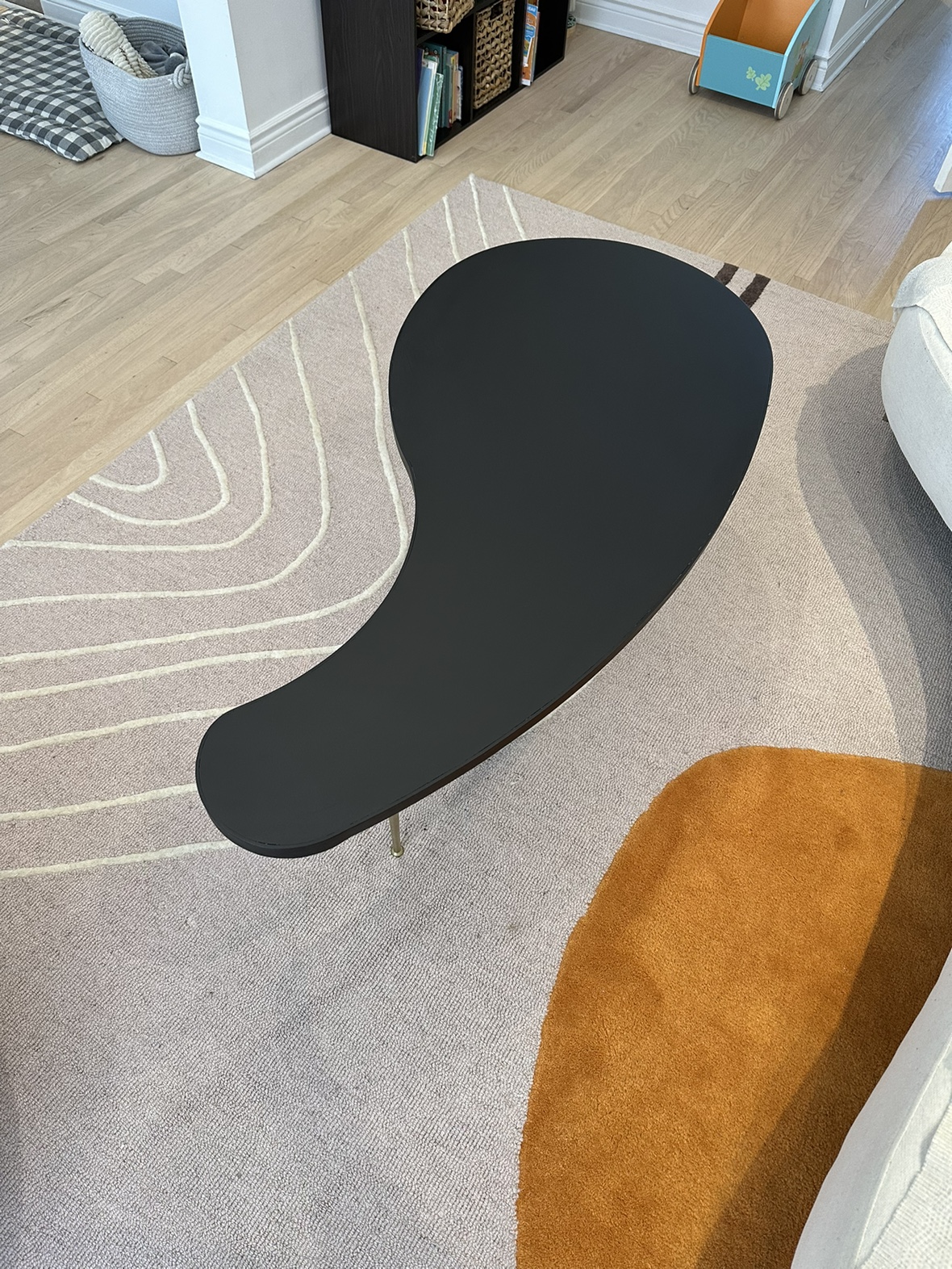 Hiran Kidney Shaped Black Iron Coffee Table - photo 5