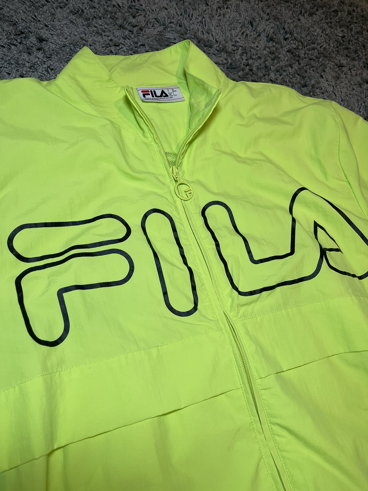 FILA Woven Track Jacket Windbreaker Neon Green Vintage image indicator(3)