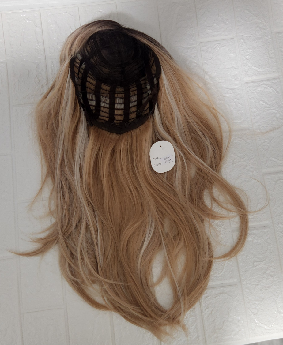 21" Ash Brown Caramel Balayage Wig synthetic thumbnail