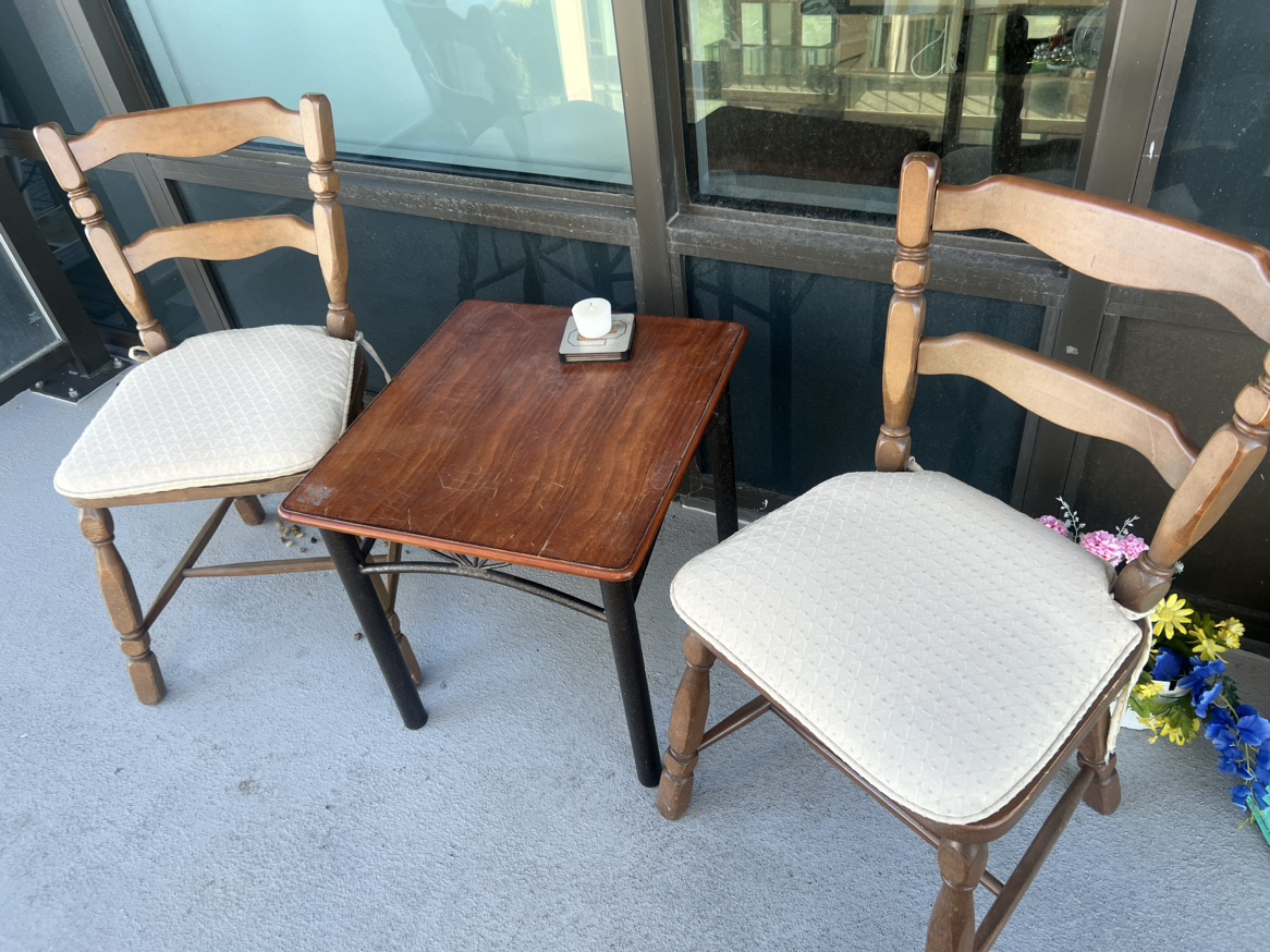 Outdoor vintage coffee table & chair set of two - photo 3