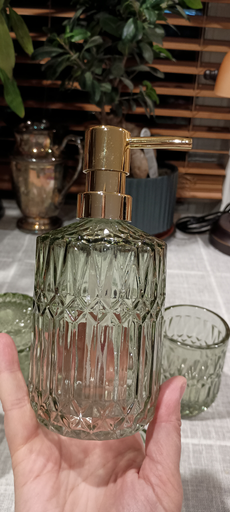 Clear Glass 5 Pcs Bathroom Accessories Set, Green⚽ - photo 5