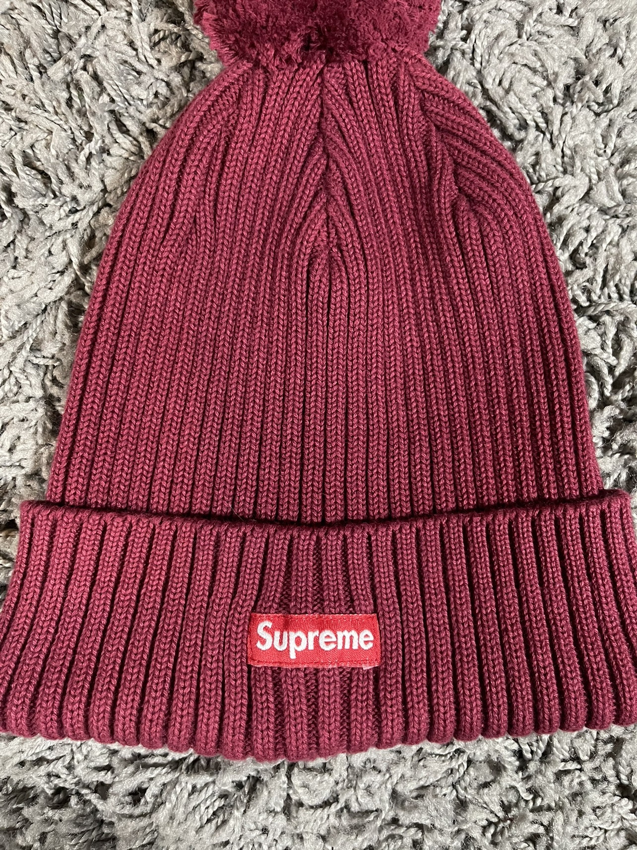 2013FW Supreme Ribbed Beanie Overdyed Burgundy Red image indicator(4)