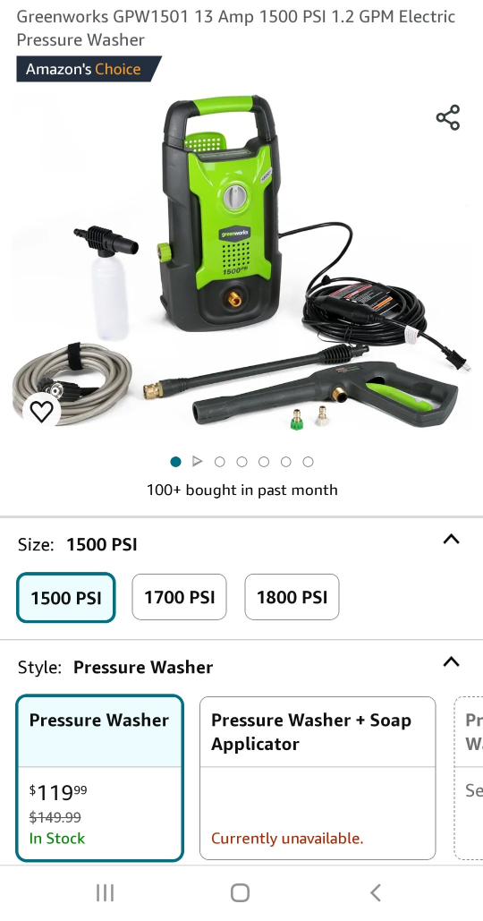 pressure washer greenworks