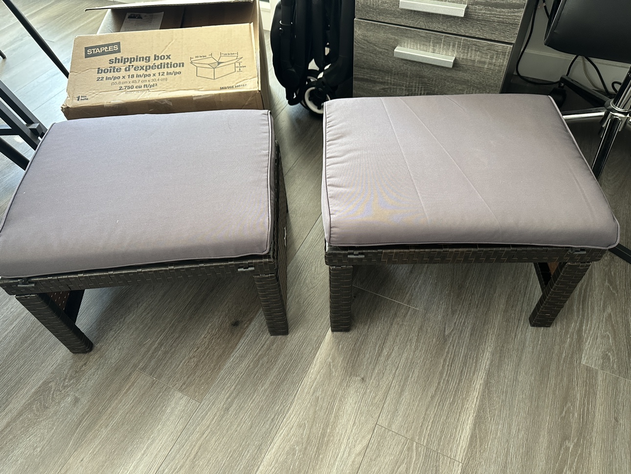 64% off 2 Pieces Patio Rattan Ottomans with Soft Cushion