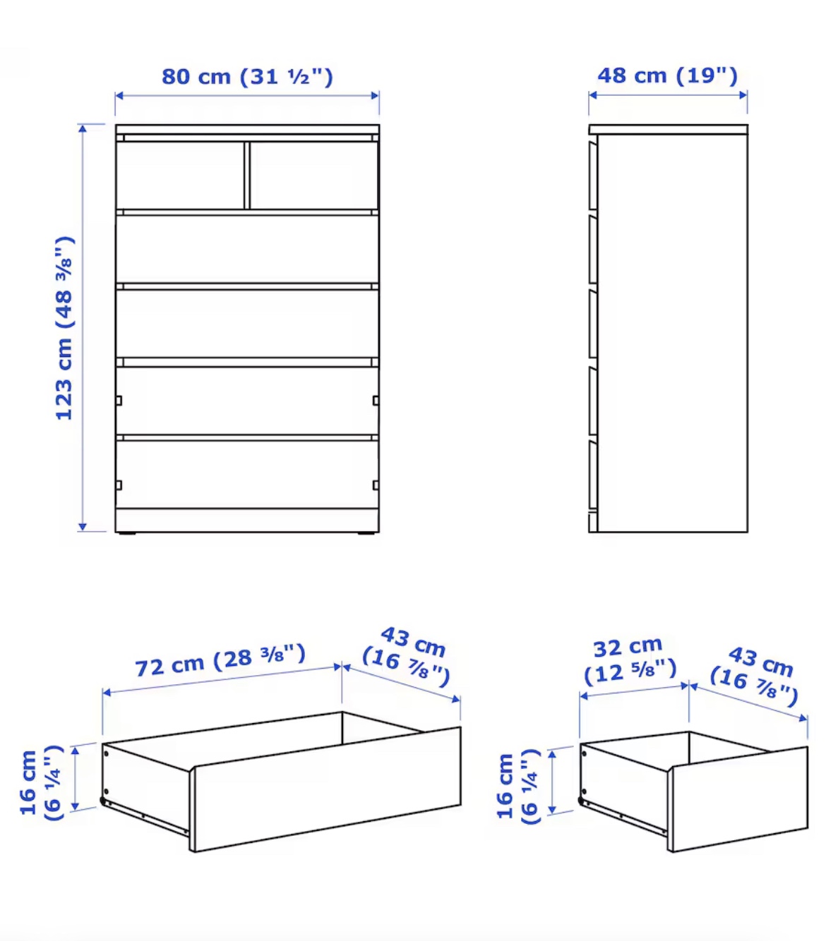 IKEA MALM 6 DRAWER CHEST - photo 2