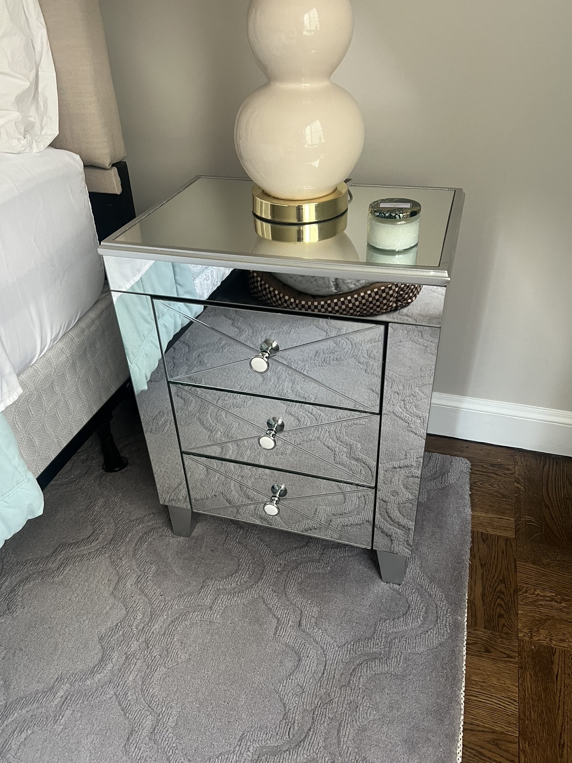 Mirrored 3 Drawer Nightstands (Set of 2)