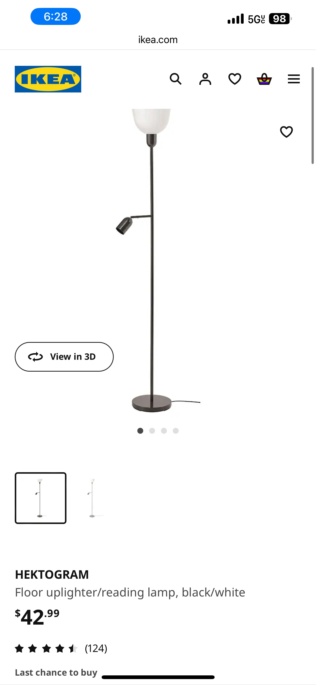 Floor Lamp w/ Reading light + bulb included - photo 2