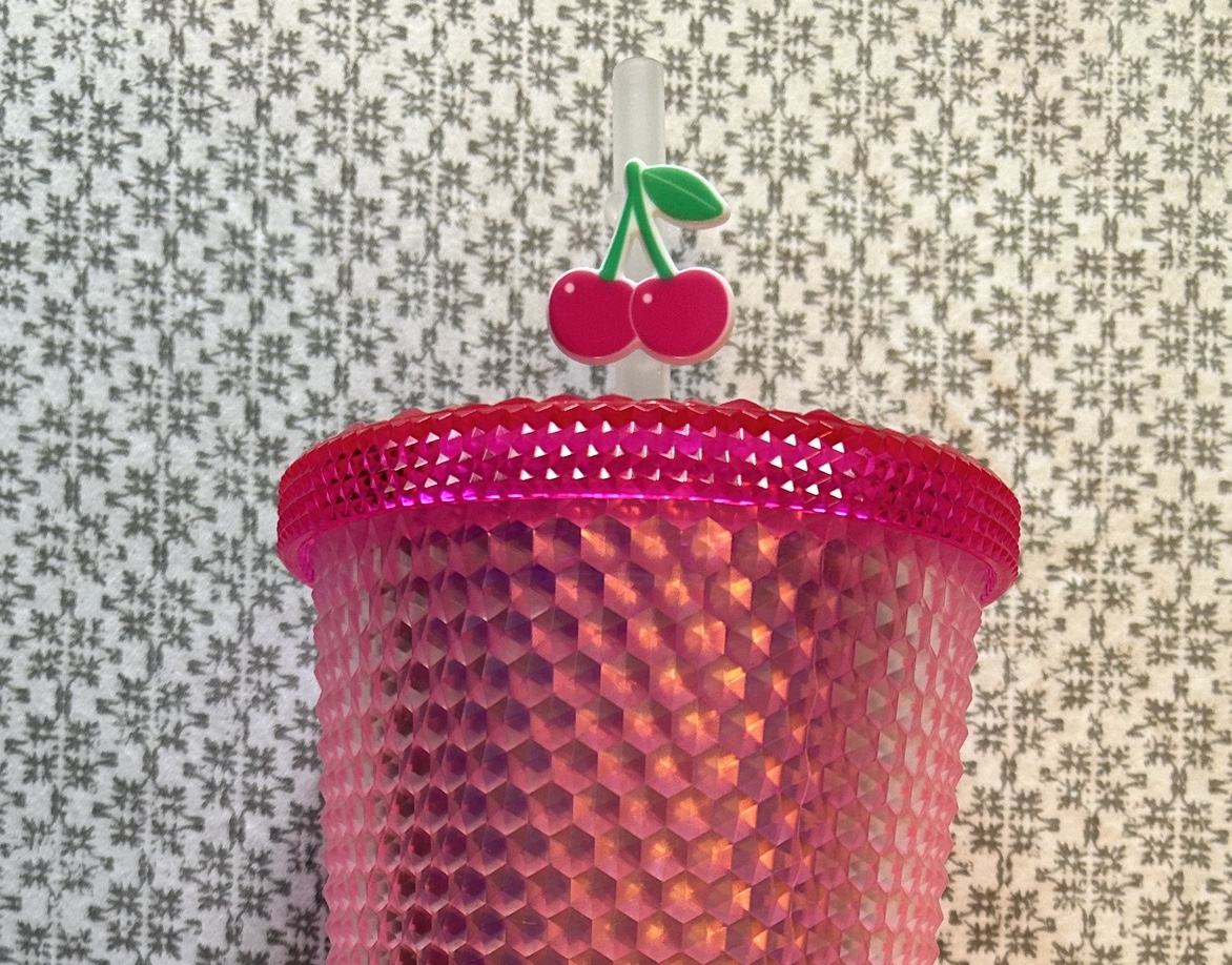 ✨✨Pink/Green Tumbler w/Cherries image indicator(2)