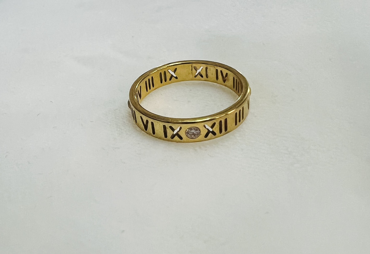 Roman number, gold plated ring