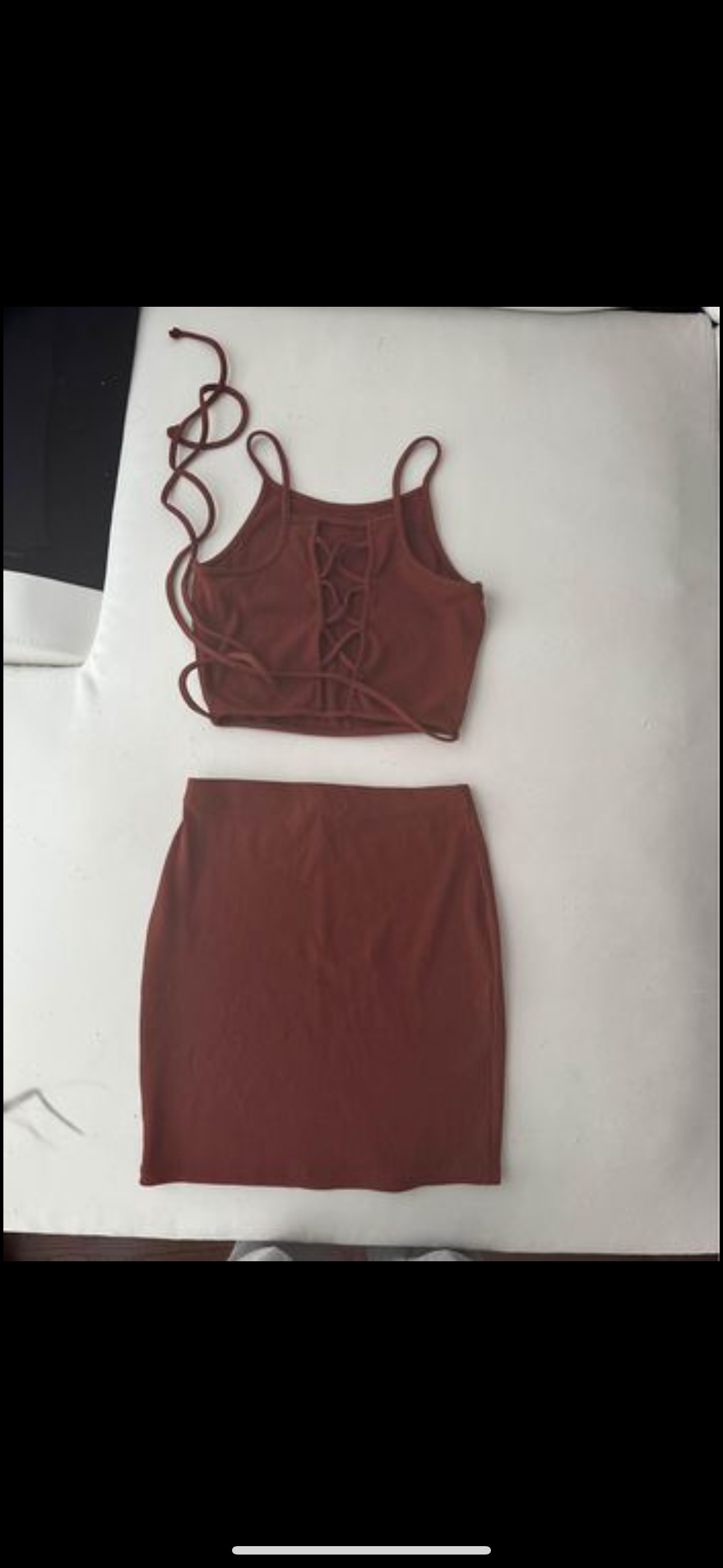 Brown mini skirt 2 piece set size small image indicator(2)