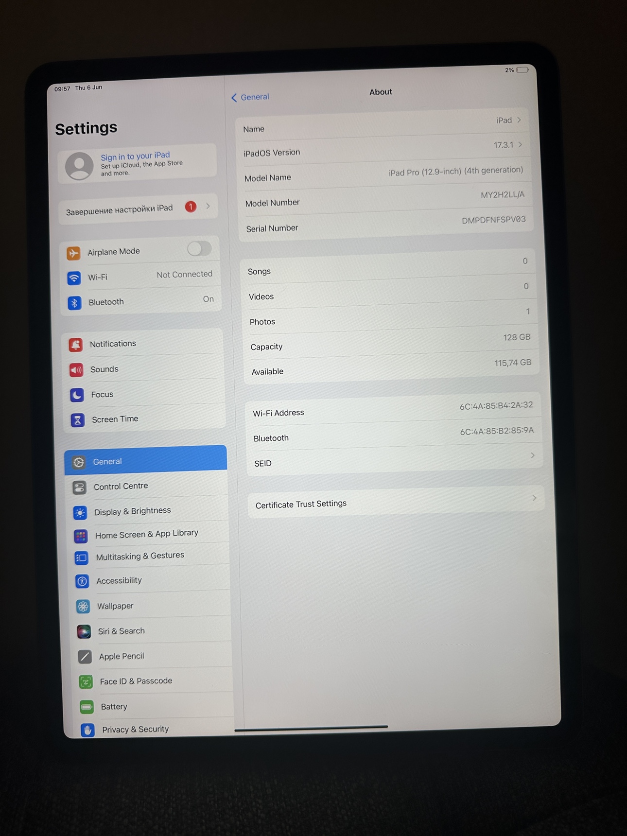 iPad Pro 12.9 4th WiFi Space Gray  128GB - photo 3