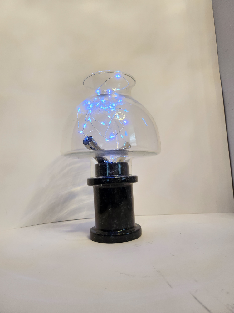 Marble and Glass Hurricane Lamp  11" x 7" - photo 5