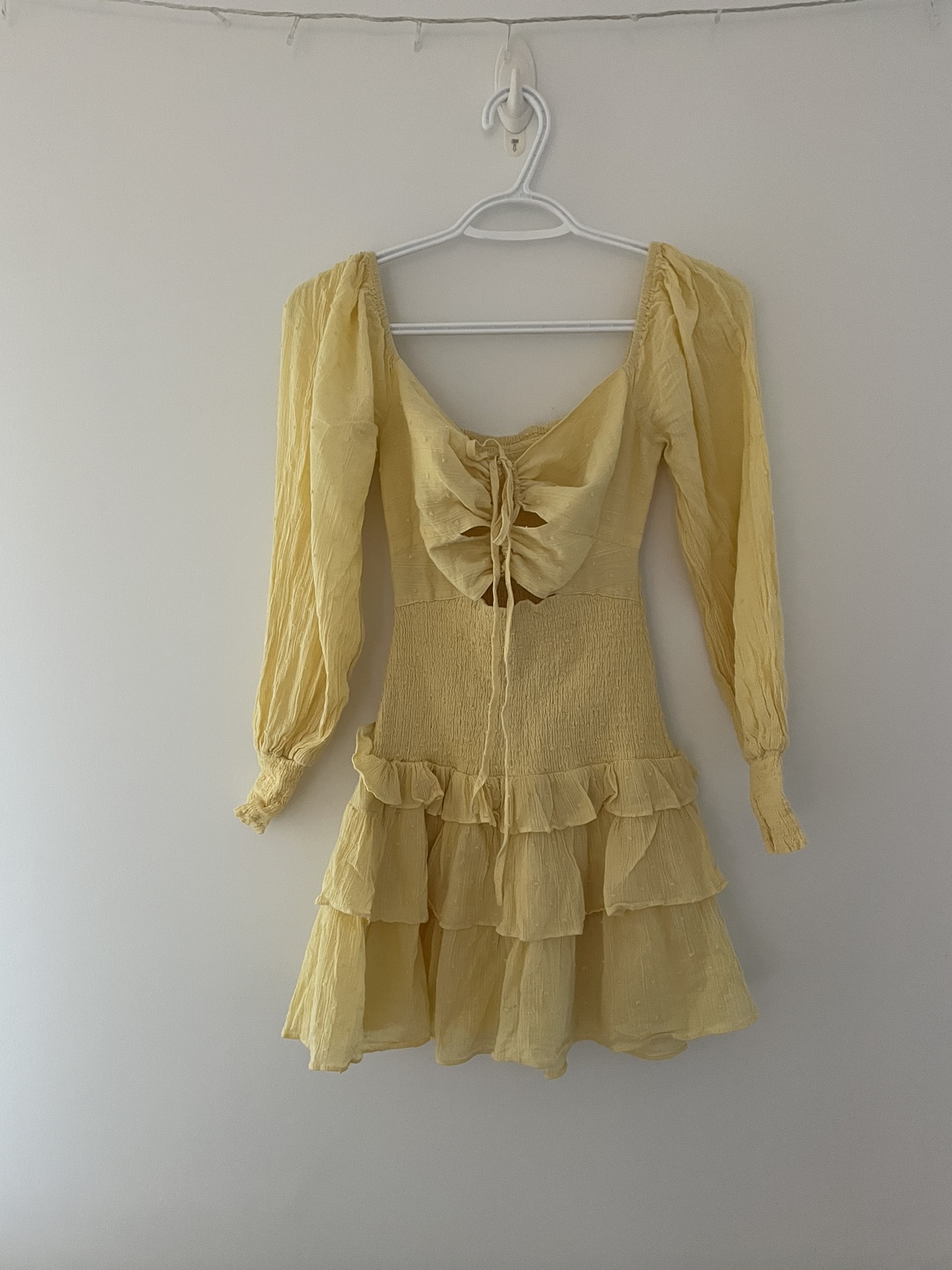 Lemon midi riff shoulder ruffle dress thumbnail