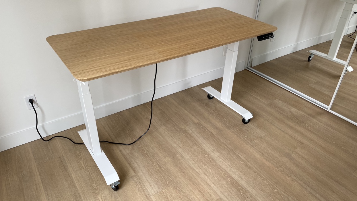 Standing Desk Dual Motor, Bamboo Table Top, w/ Table Casters