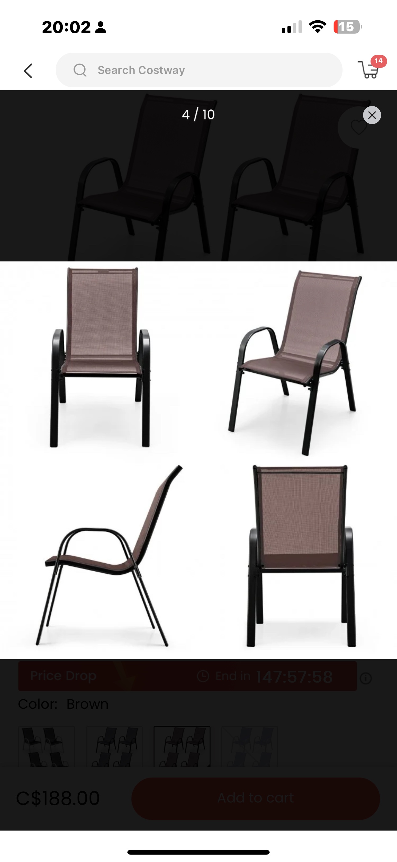 73% off 4 pieces stackable Patio dining chairs set with armrest - photo 2