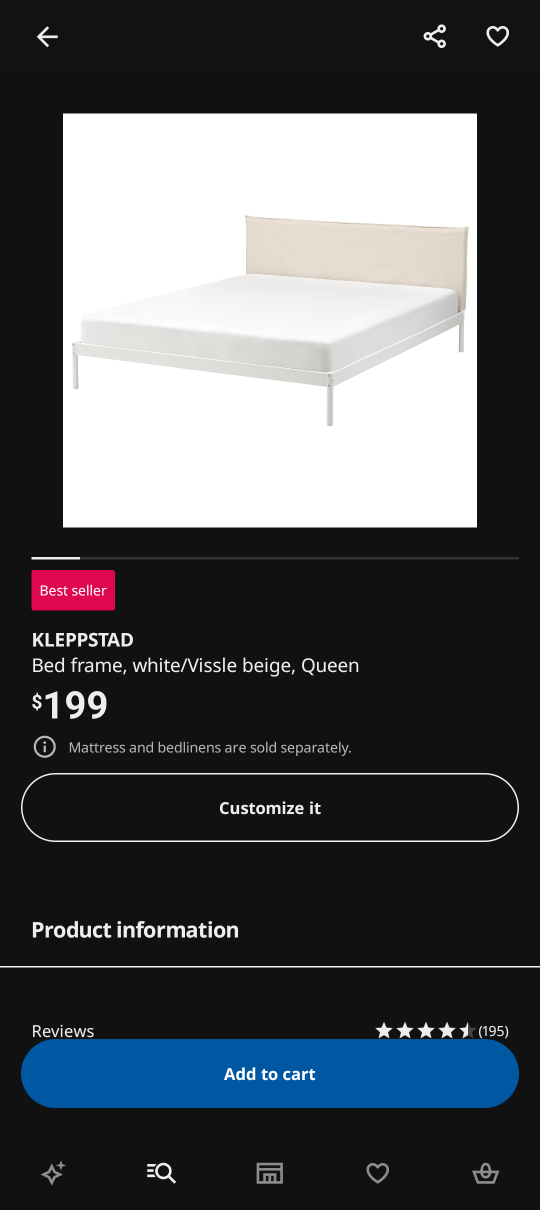 Ikea Bed frame Queen Size