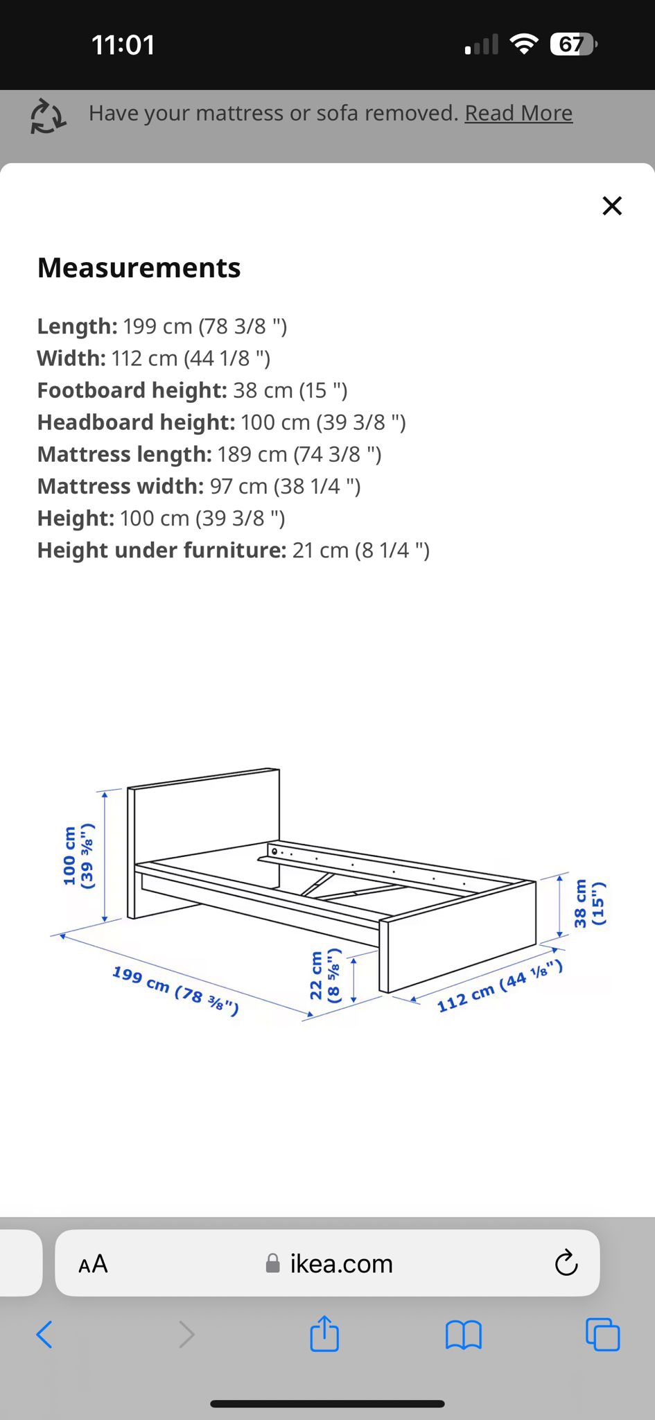 White bed and mattress. (Twin size) - photo 5