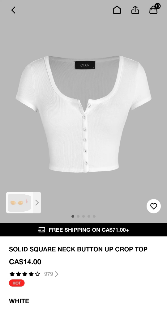[Unsealed] Three Square Neck Button-Up Crop Top (XS) - photo 4