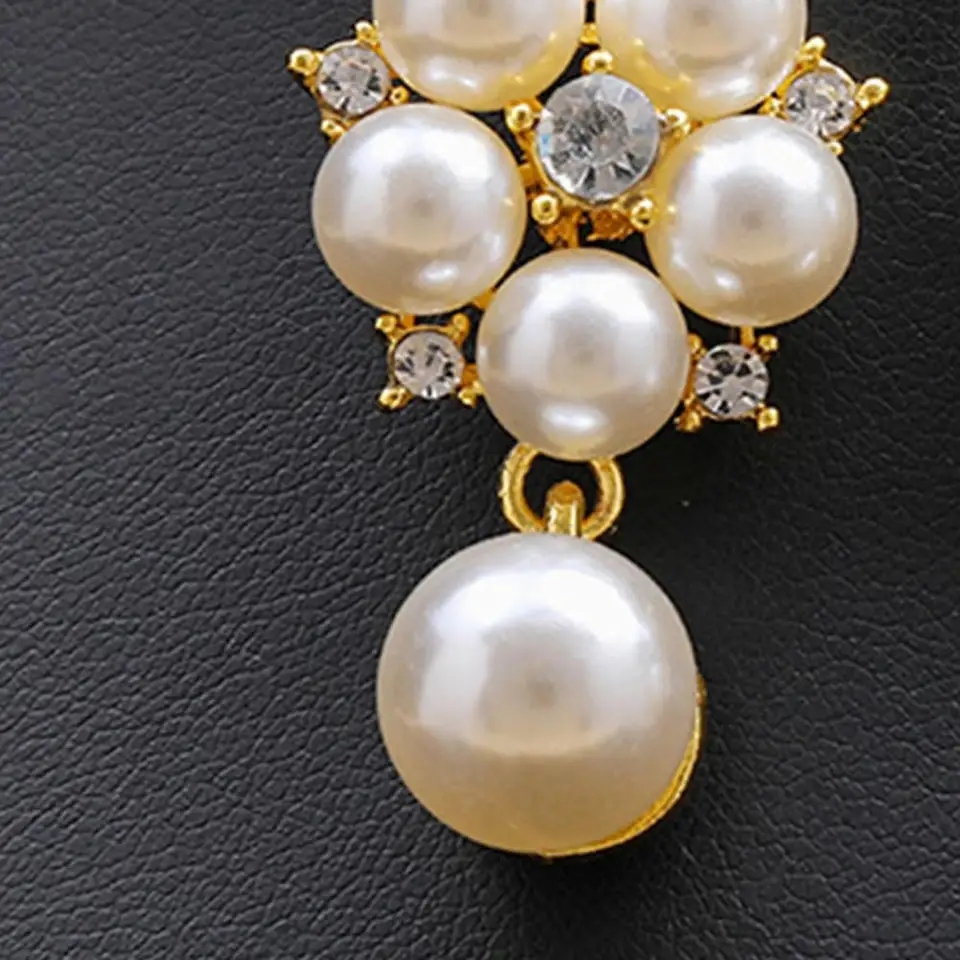 Attractive 5 petals pearl crystal flower jewelry set - photo 5