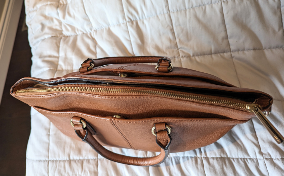 Like New Calvin Klein Leather Satchel/Crossbody image indicator(2)