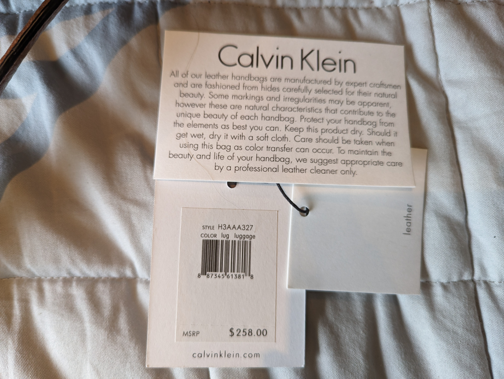 Like New Calvin Klein Leather Satchel/Crossbody image indicator(9)