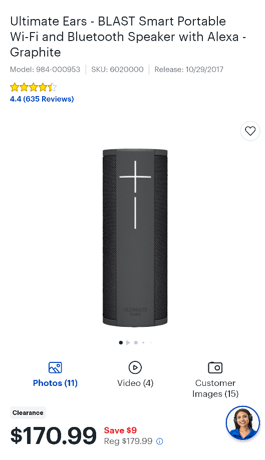 Ultimate Ears - BLAST Bluetooth speaker