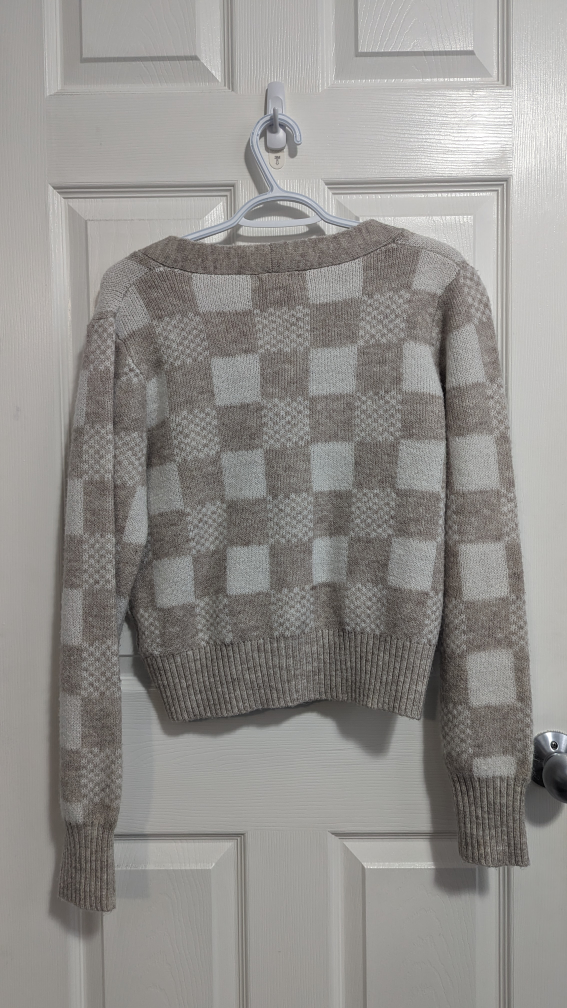 Cropped Checkered Cardigan - photo 2