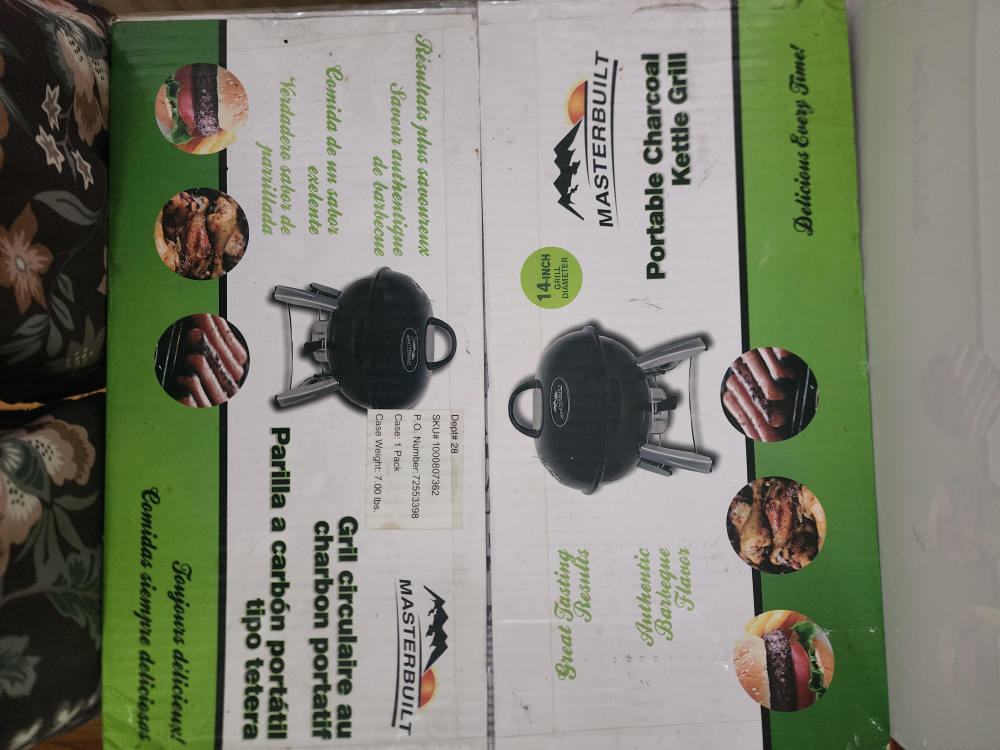 Portable Charcoal kettle grill +Wood chips + BBQ Tools thumbnail