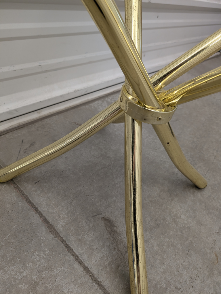 Modern Brass X-Frame & Tempered Glass Top Coffee Table - photo 5