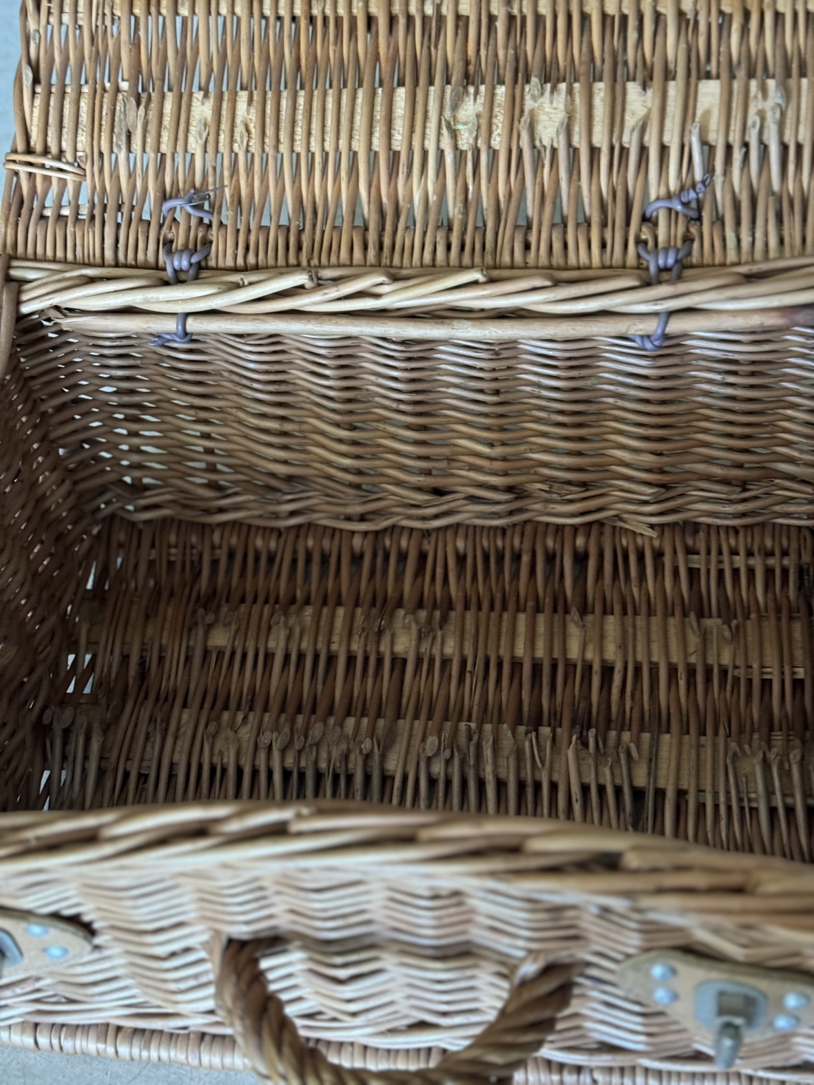 Covered Wicker Storaget Basket / Box With Handle - photo 3