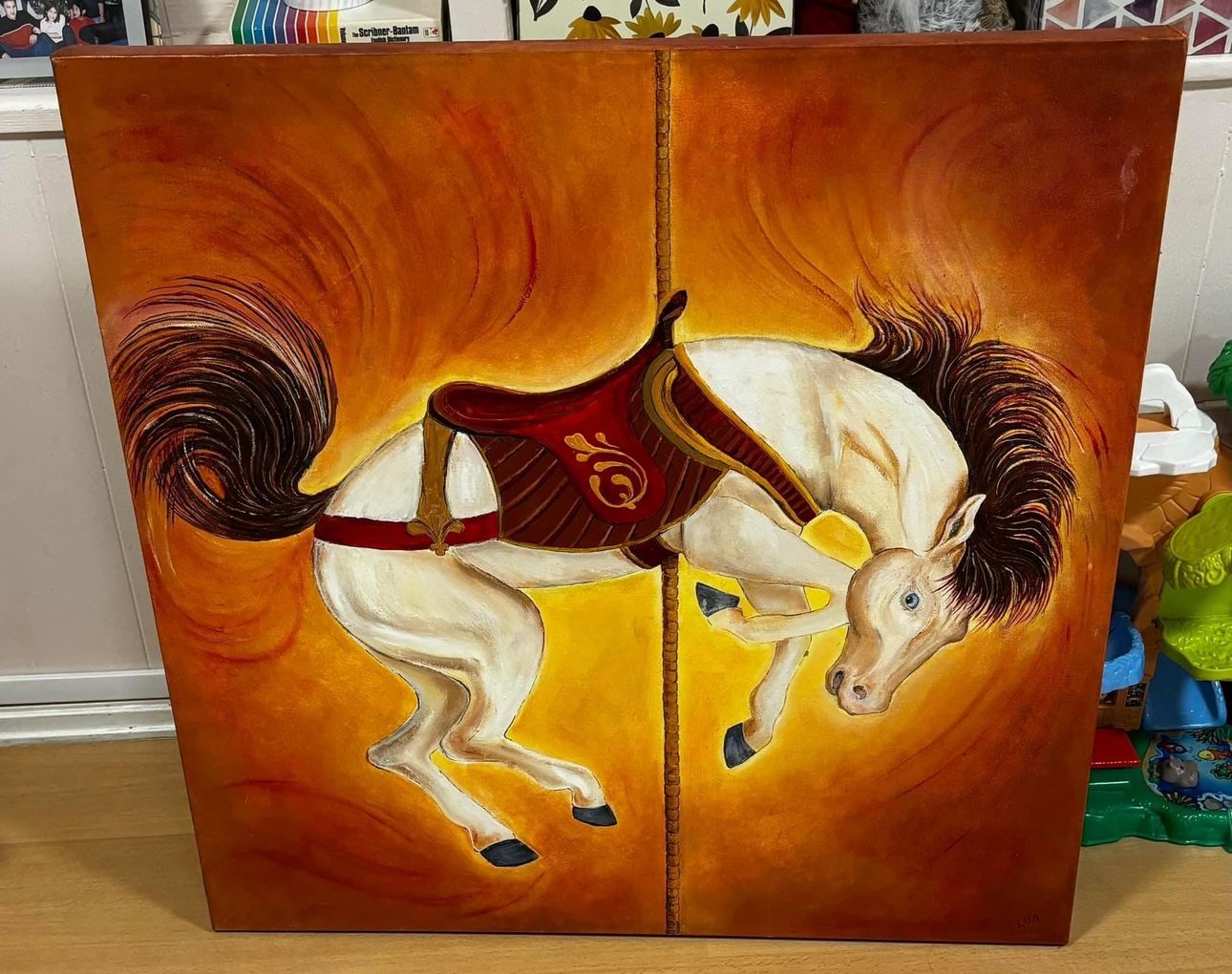 Free carrousel horse painting by local artist