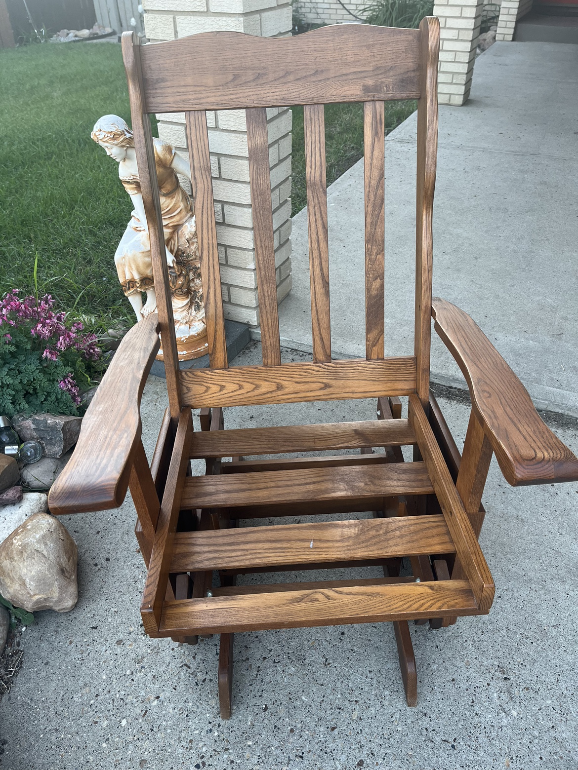 Solid Oak Traditional GLIDING Rocker Rocking Chair thumbnail