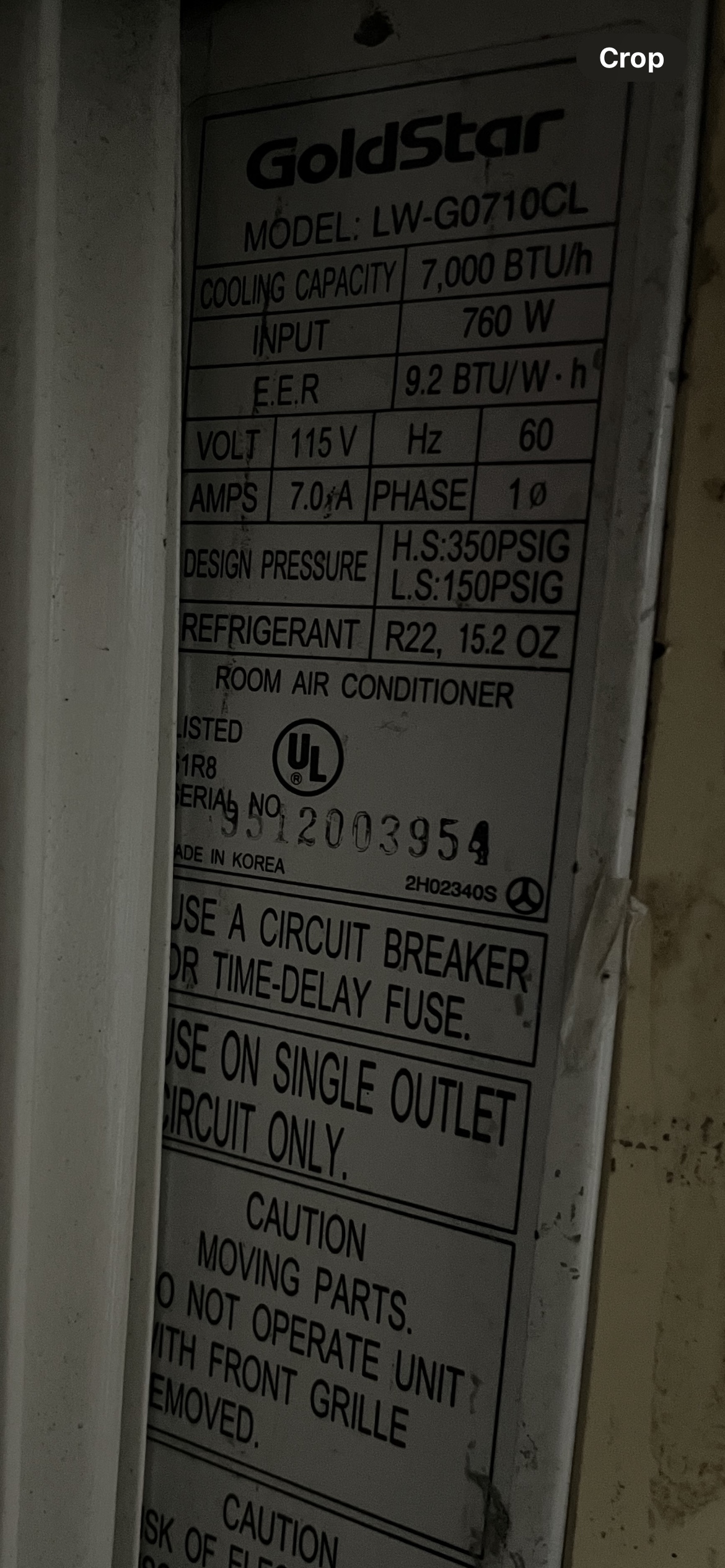 GoldStar window AC 7000 BTU - photo 2