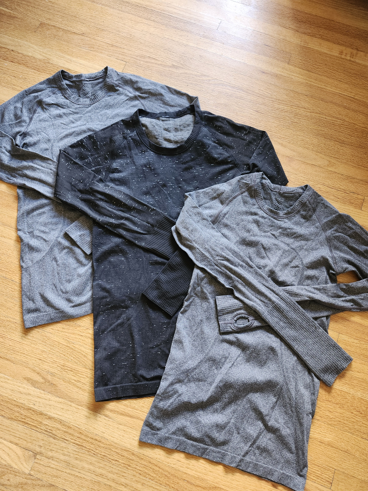 Three Lululemon Swiftly long sleeved shirts