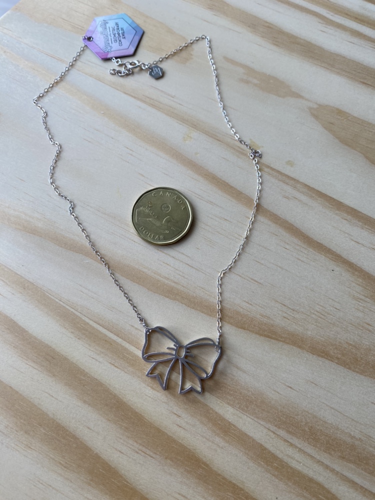 Sterling Silver 3D Printed Ribbon Bow Necklace image indicator(3)