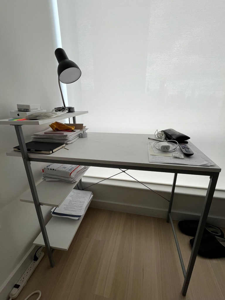 White desk with side shelves - photo 2