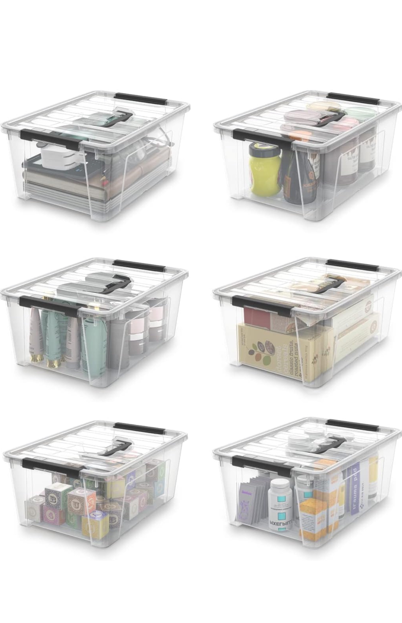 Clear Storage Latch Bins 6 pack