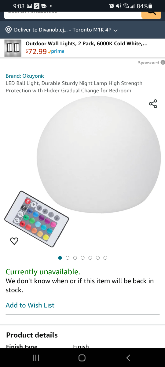 Led color changing ball with remote 7 color thumbnail