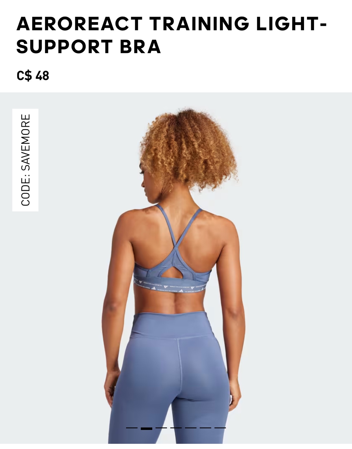 NWT Adidas Aeroreact Training Light Support Bra in White image indicator(9)