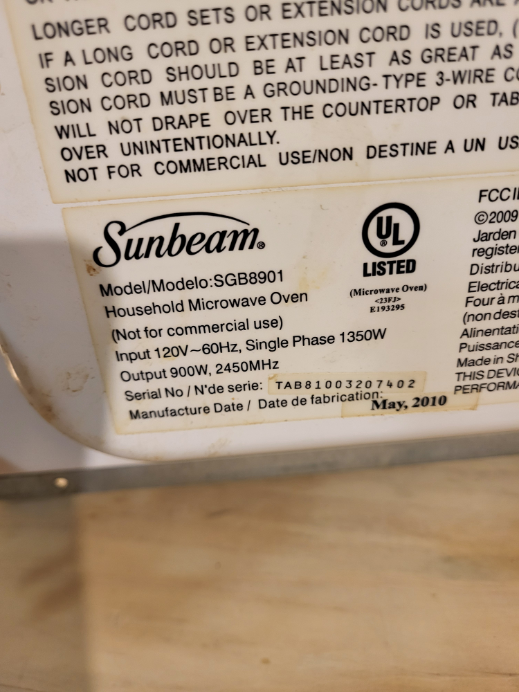 Sunbeam  microwave oven - photo 3
