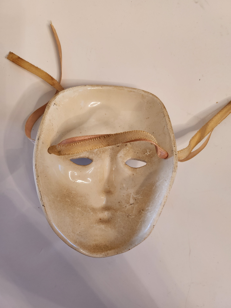 Small Clay Art Mask Wall Hanging with Lusterware Finish, 5" - photo 4