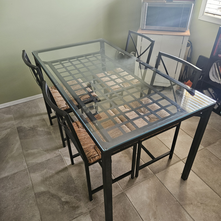 Glass & Metal Dining Room Table