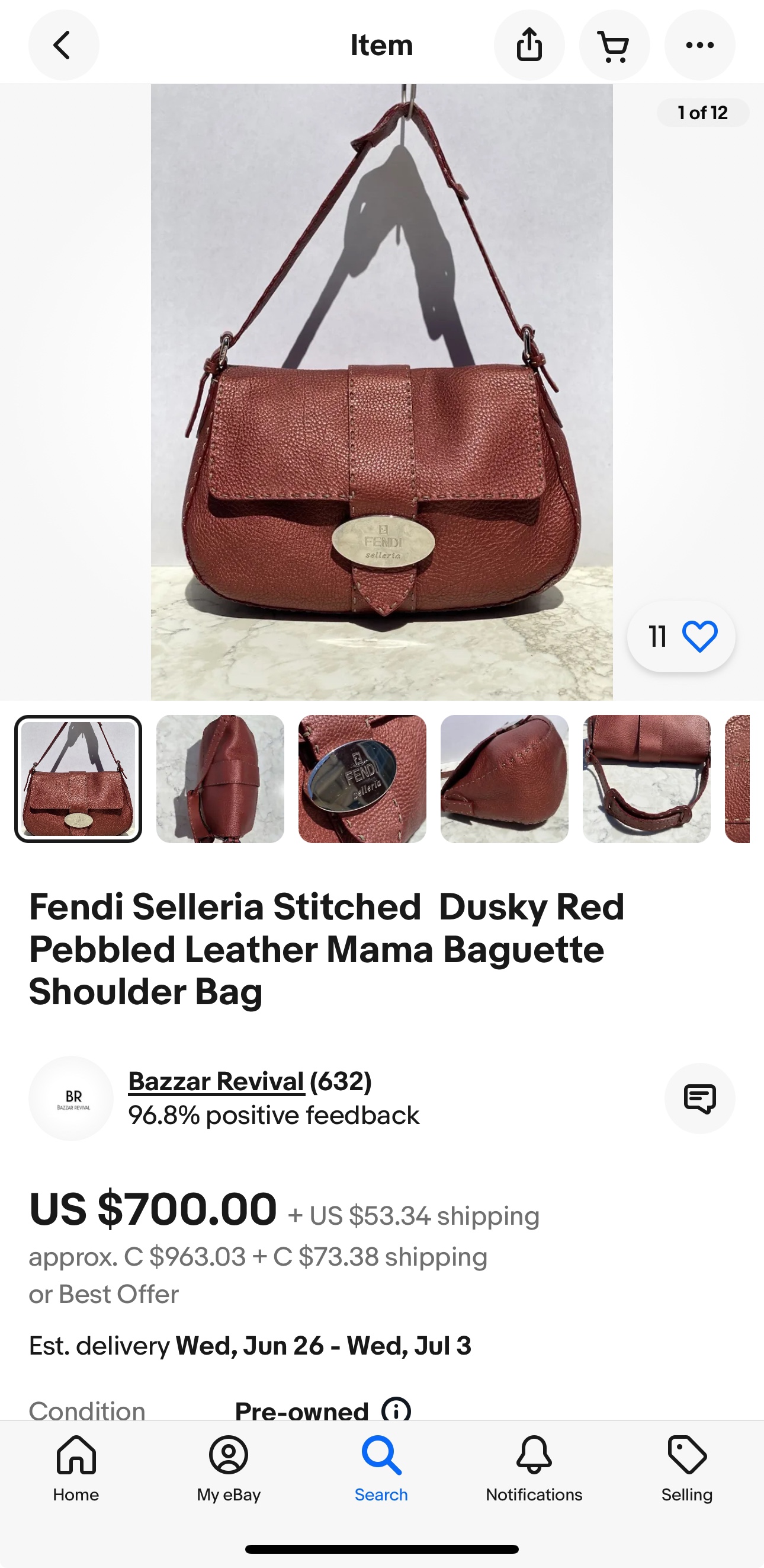 Fendi Selleria shoulder bag - retail: $1000 image indicator(6)