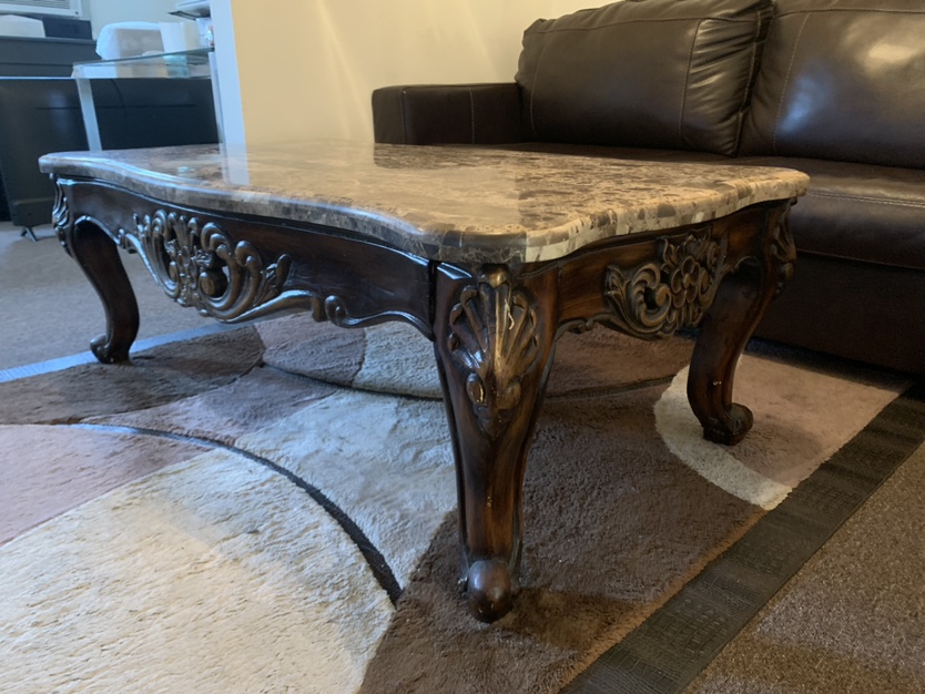 Vintage Marble Top Coffee Table Brown - photo 5