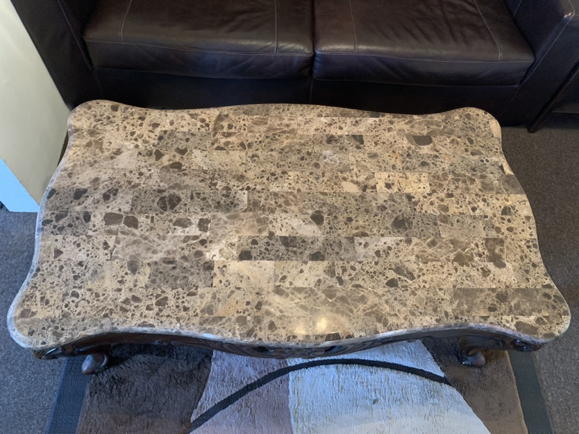 Vintage Marble Top Coffee Table Brown - photo 2
